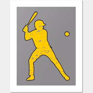 doodle baseball player silhouette Posters and Art